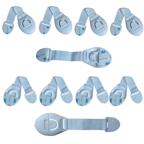 Nexbie Baby Safety Locks for Cabinet, Drawer, Fridge, Cupboard, Pack of 10, White