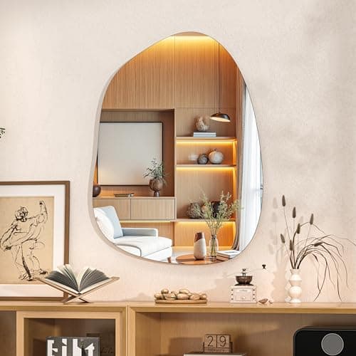 Hasipu Irregular Wall Mirror - 27"x20" Asymmetrical Frameless Mirror, Modern Decorative Mirrors for Living Room, Entryway, Hallway, Bathroom, Bedroom,Wall Mounted Home Decor