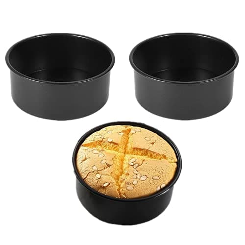 XZJMY 2 Pack 5 Inch black Cake Pan, mini cake pan, round aluminum cake pan, used for family gatherings to bake mini cake pizza, quiche