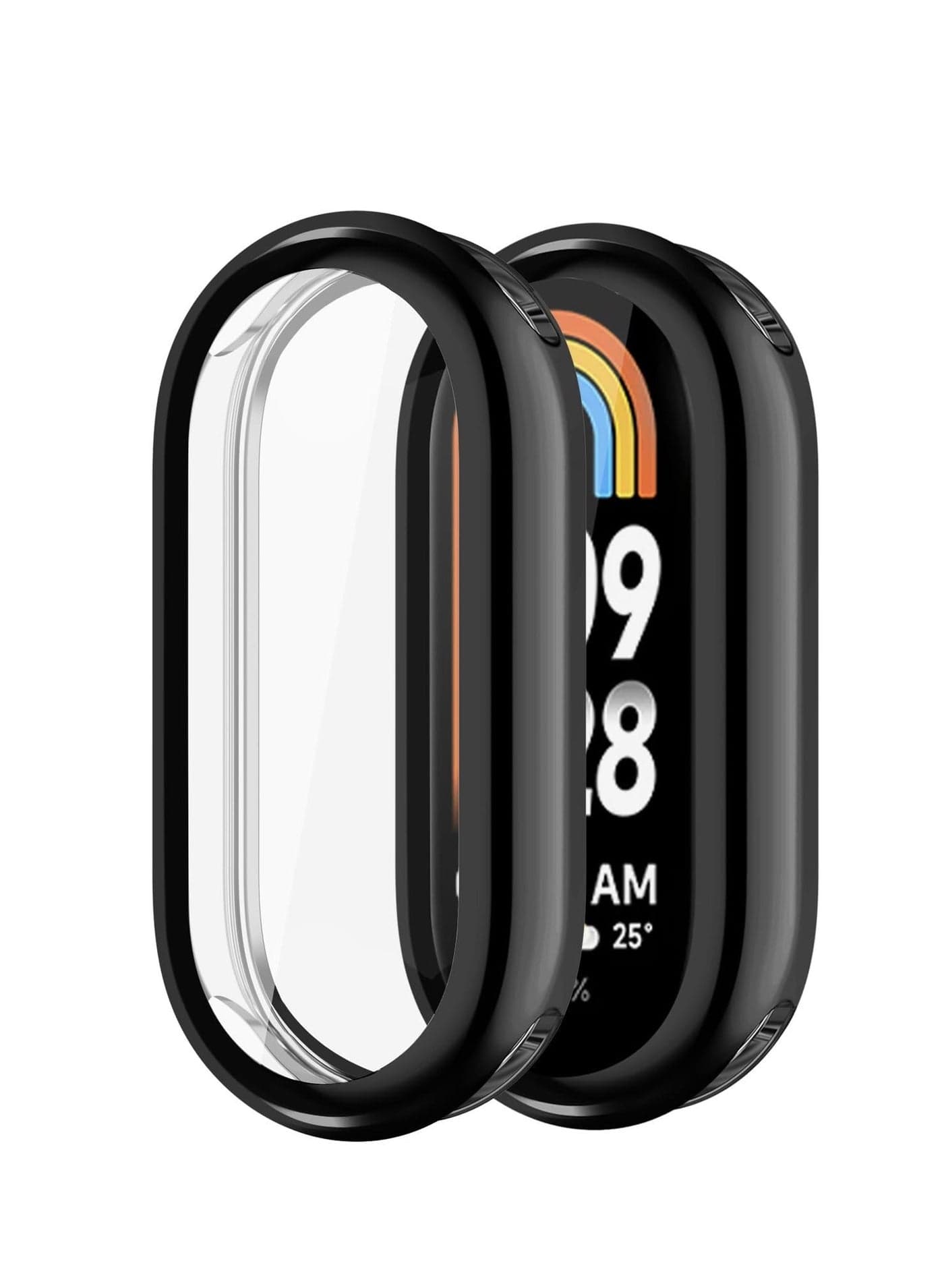 Compatible with Xiaomi Mi Band 8 Case Full Coverage Screen Protector Soft TPU Bumper Shell Anti-Scratch Protective Case for Mi Band 8 Smartwatch (Black)