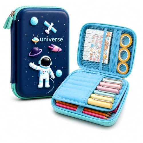 Brand Conquer Big Size Eva 3D Cover Large Capacity Space Astronaut Pencil Case Compartments, School Pouch Premium Stylish Pen Holder (Big Size Astronaut Pencil Case, Ethylene Vinyl Acetate (EVA) Blue)