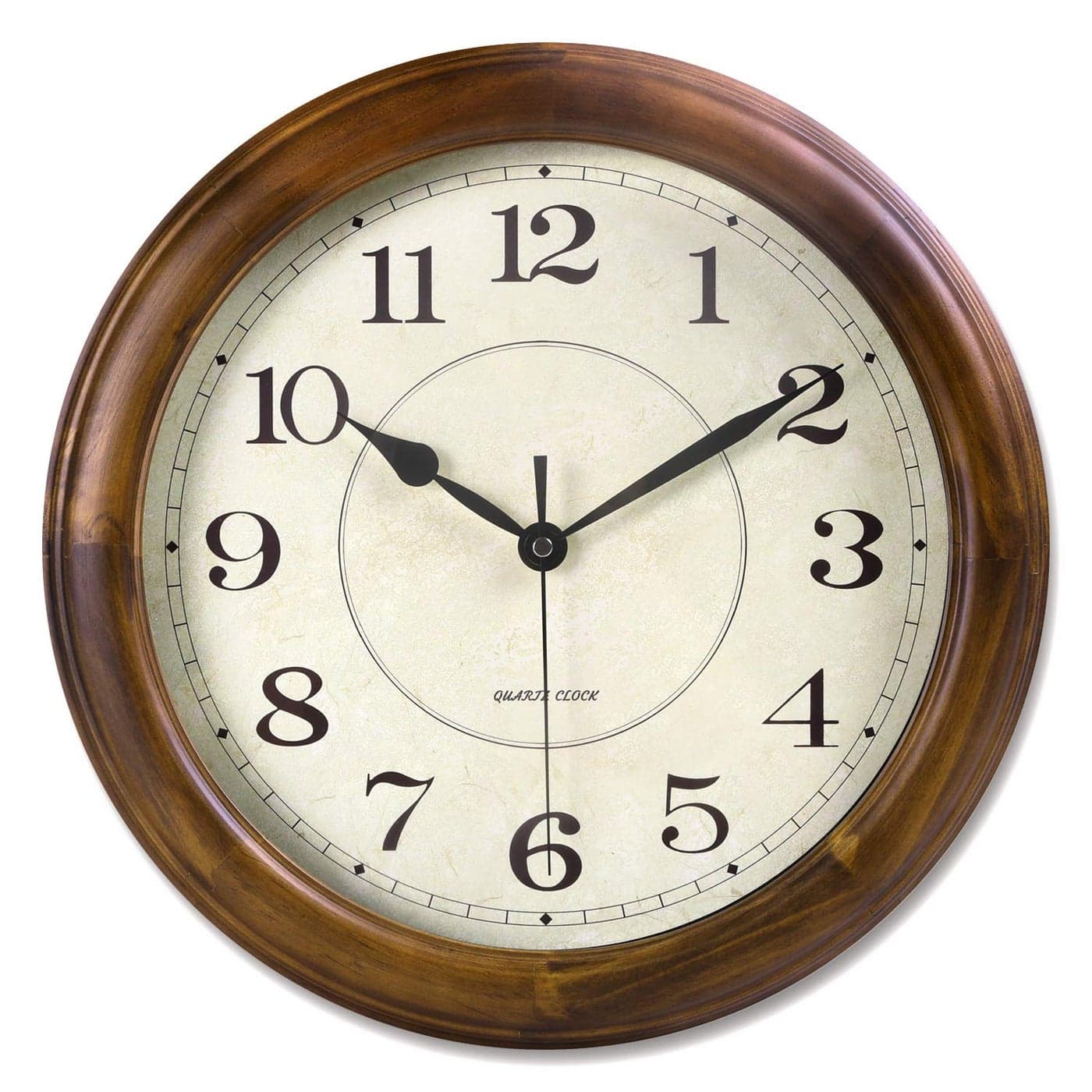 Kesin Wall Clock Wood 14 Inch Silent Wall Clocks Large Decorative Battery Operated Non Ticking Analog Retro Clock for Living Room Kitchen Bedroom