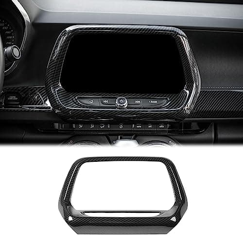 Voodonala for Chevy Camaro Center Navigition Panel Cover Compatible with Chevy Camaro 2017-2023(ABS, Carbon Fiber Black,8IN)