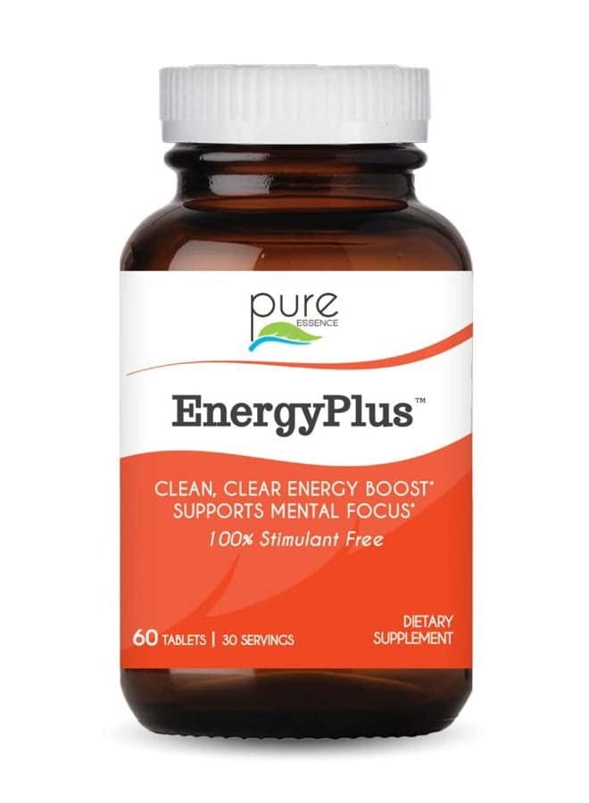 Energy Plus by Pure Essence - Caffeine Free, All Natural Herbal Energy and Focus Supplement - Smooth, No Jitters No Crash - 60 Tablets