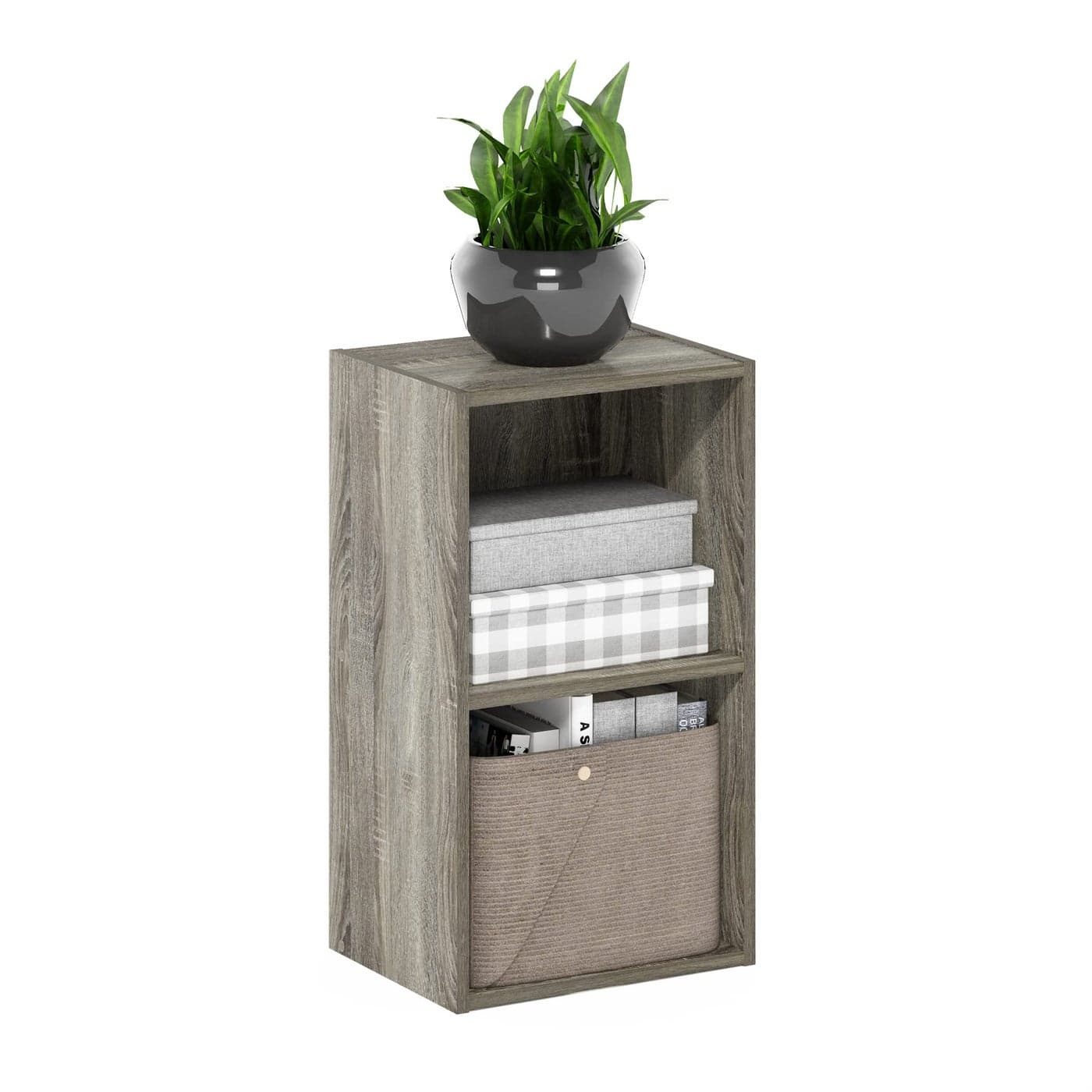 Furinno Luder Bookcase Book Storage 2Tier Cube French Oak