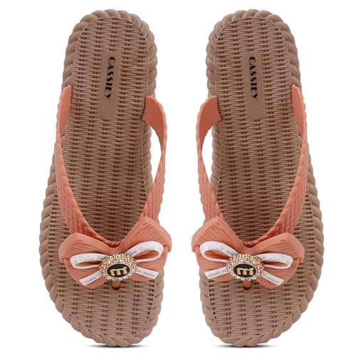 CASSIEY Fashionable Comfortable Stylish Design Slip-on Flat Slipper For Women's And Girl's- Pink