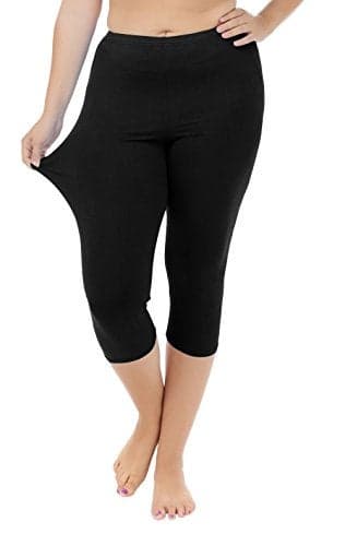 Cheapestbuy Women's Plus Size Capri Leggings Lightweight Soft Crop Leggings Basic Capris Yoga Pants Black