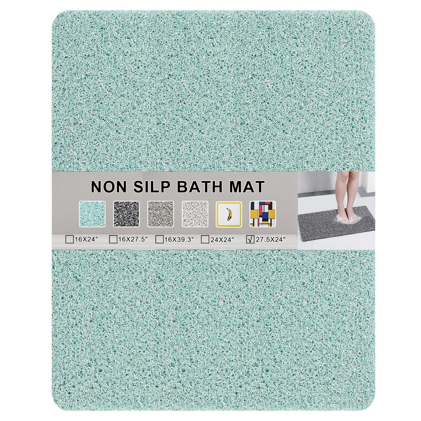 Nonslip Bathtub Mat Anti Slip Bath Mat 06 Extra Thick Quick Dry Bath Tub Anti Slip Shower Mat Loofah NonSlip Bath Mat for Tub Bathroom Pool Kitchen Entryway Home HotelBlue 24x27