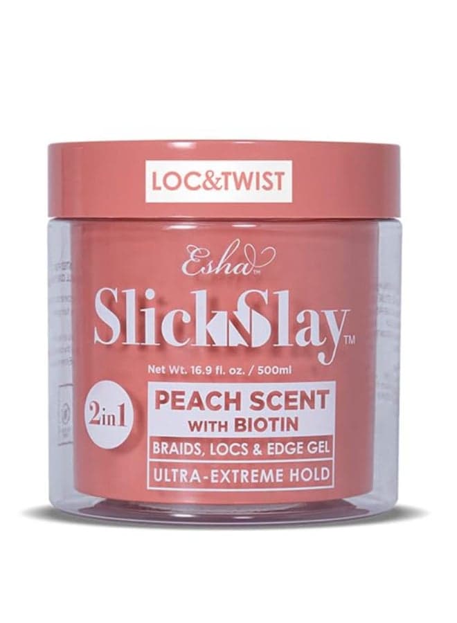 Esha Slick N Slay Braiding Gel 3in1 Ultra Extreme Hold Hydrating Conditioning Shining Fast Dry Locking Gel for Locs Twists Braids and Edges PEACH 17 oz