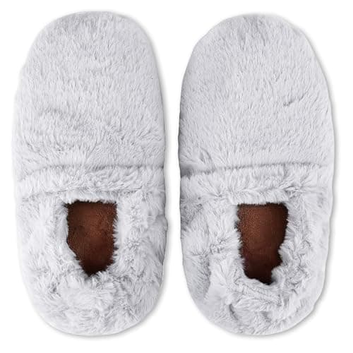 LEONNS Microwavable Slippers for Women and Men - Relaxing Warming Slippers - Natural Feet Warmers - One Size Fits Most (Light Grey)