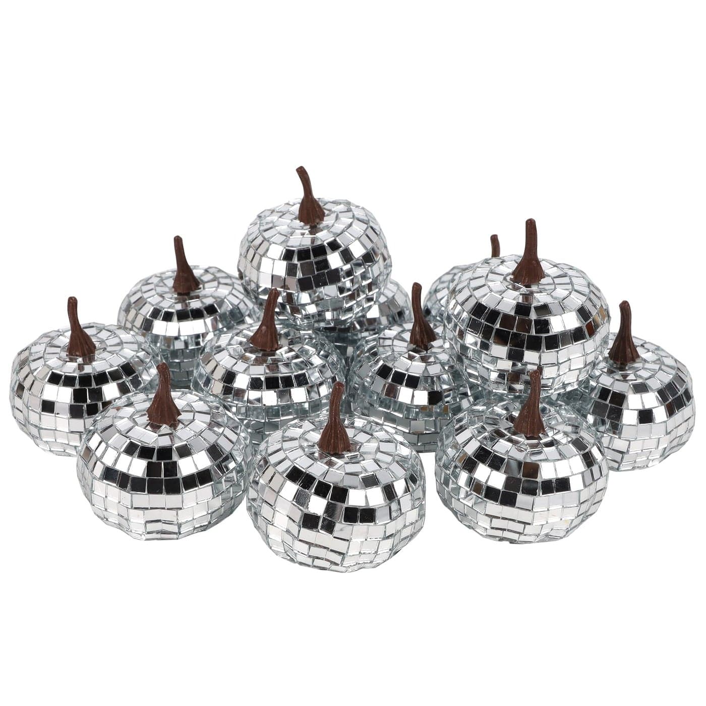 winemana 12 Pack Silver Pumpkin Fall Decor Foam Glitter Pumpkins for Decorating Mini Artificial Craft Pumpkins for Thanksgiving Table Party Harvest Decorations