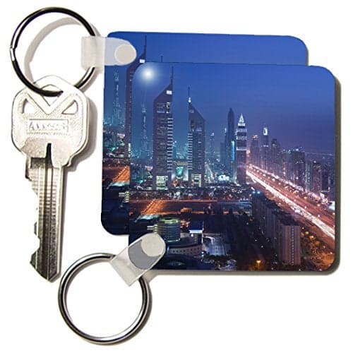 3dRose UAE, Dubai, Emirates, Sheikh Zayed, City skyline-AS44 WBI0133 - Walter Bibikow - Key Chains, 2.25 x 4.5 inches, set of 6 (kc_71153_3)