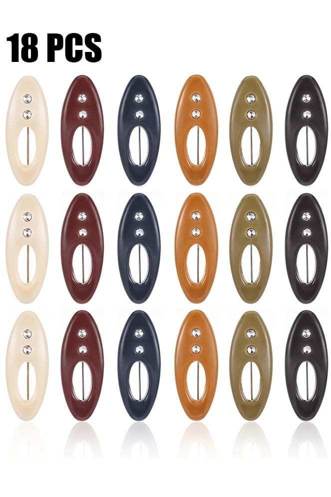 Fashion Hijab Pins, 18 Pcs 6 Color Assorted Scarf Safety Pins, Brooch Pins Scarf Pins Clips Safety Locking, Baby Cloth Nappy Pin for Women Muslim Scarf Clothing, Hollow Mixed Color with Rhinestone