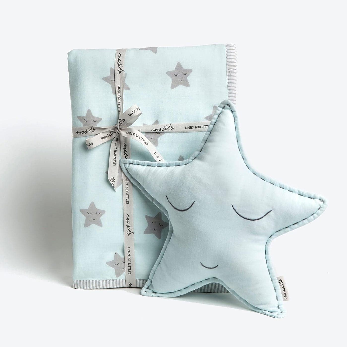 Masilo Organic Cotton Baby Blanket with Toy for Newborn/Infant-Dohar Blanket Combo-1X Blanket, 1X Toy, Star Blue