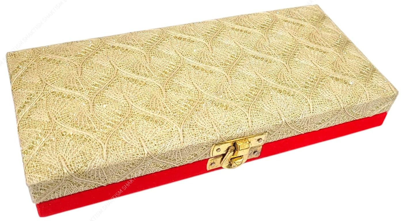 SHAKTISM Decorative and Attractive Box Cash Box, Shagun, Jewellery, Money,Envelop Wedding, Gift, Bangel box (Pack of 1Pc) (SagunBoxGoldenPuff)
