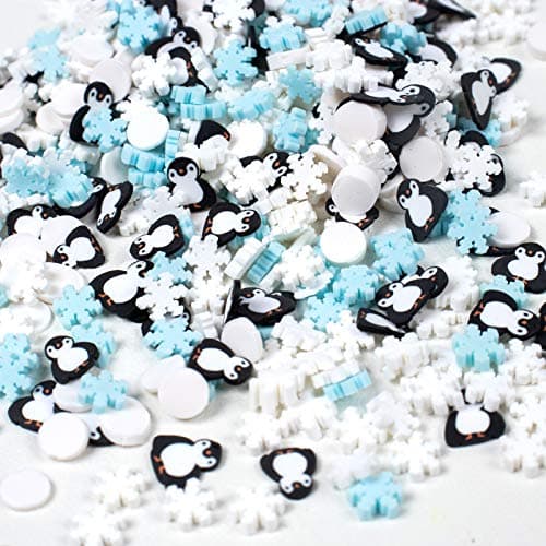 Polymer Clay Penguin Snowflake Sprinkles for Fake Dessert Cake Decor Decoden Phone Case Slime Projects DIY Scrapbooking Resin Jewelry Making Pack of 50g