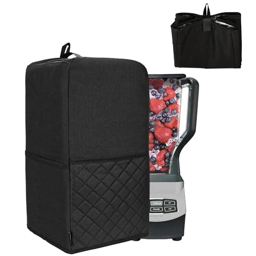 CROTIRAD Hanging Blender Cover Compatible with Ninja BL660 Blender Foldable Dust Cover with Accessory Pockets for Kitchen Blender Black Quilted