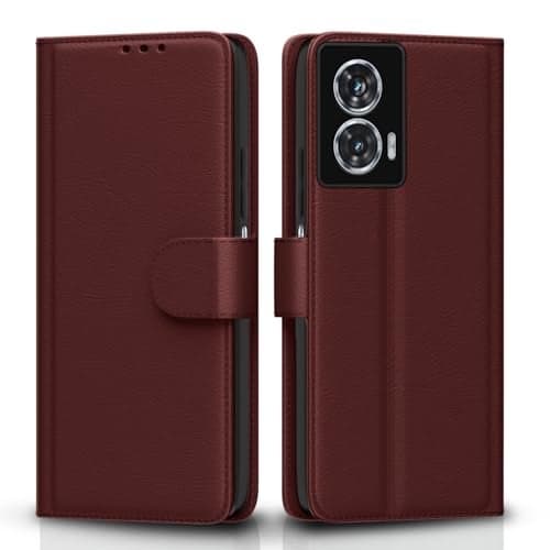Pikkme Flip Cover for Motorola Moto Edge 50 Fusion 5G / Motorola Moto G96 5G | Leather Finish | Shockproof with Card Pockets & Wallet Stand | Ultimate Protection Case(Brown)