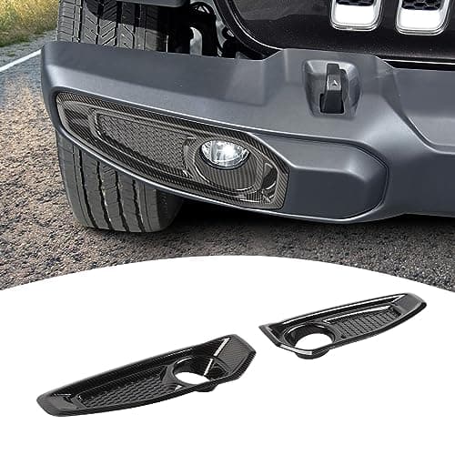 PDKLIN for Jeep JL Front Fog Light Cover Trim Compatible with Jeep Wrangler JL JLU Gladiator JT 2018-2024 Carbon Fiber Exterior Accessories 2pcs
