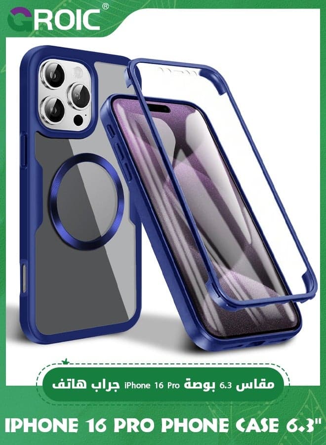 iPhone 16 Pro Case 6.3'', Clear Shockproof Full Body Rugged iPhone 16 Pro Phone Cover,Built-in Screen Protector Phone Shell for iPhone 16 Pro,Magnetic iPhone 16 Pro Phone Case 6.3''