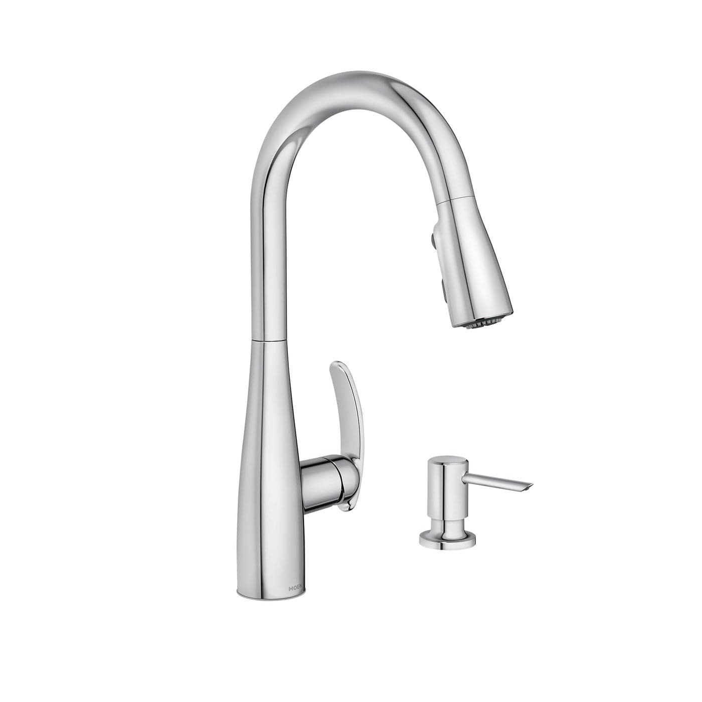 Moen Reyes Chrome OneHandle High Arc Pulldown Kitchen Faucet with Soap Dispenser and Power Boost 87932