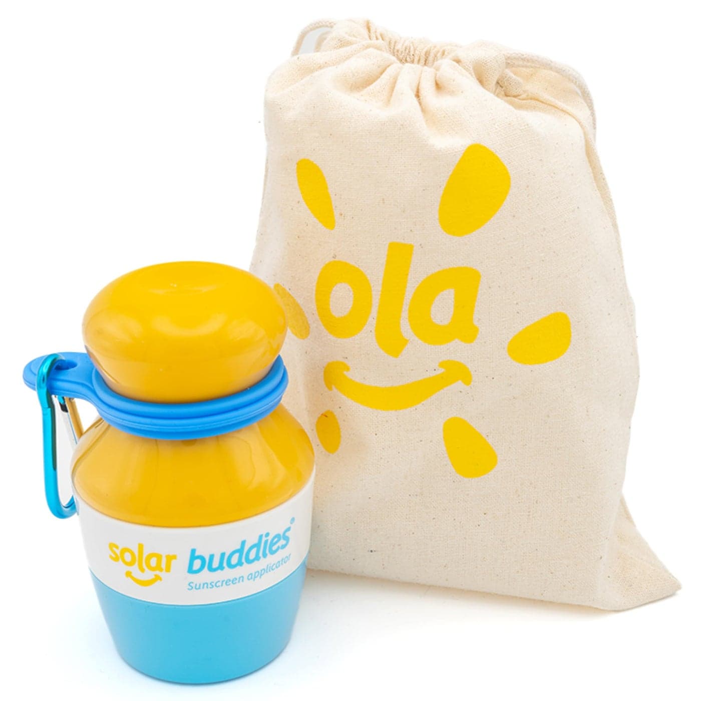 Blue Bag Bundle Set For Solar Buddies Refillable Roll On Sunscreen Suncream Applicator Bag Bundle With Applicator Carabina Clip For Families, Kids, Adults, Travel Set