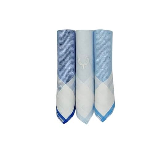 Allen Solly Men's Cotton Pastel Handkerchief (Pack Of 3) Blue, White