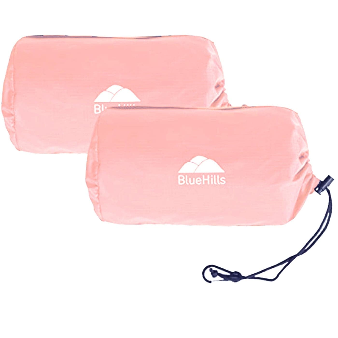 BlueHills Ultra Compact Travel Blanket 2 Pack Large Soft Cozy Portable Blanket Sheet with Carry Case and for Flight Airplane Car Layover Camping Hotel C2062PKPink