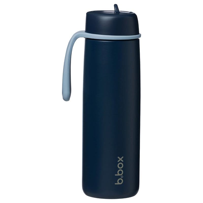 B.Box Insulated Flip Top Water Bottle with Straw | Stainless Steel | Leakproof & Cup Holder Friendly | BPA-Free | Keeps Drinks Cold up to 44 Hours | 690ml (23.3 fl oz)-Midnight