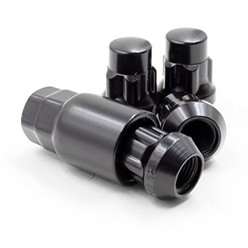 Wheel Accessories Parts 4 Locks Key M14x15 14x15 Thread Closed End Bulge 165 Long Locking Wheel Lug Nuts Lock Black Dual Hex Key 1316 and 34 Hex Fits Camaro Charger Challenger Mustang