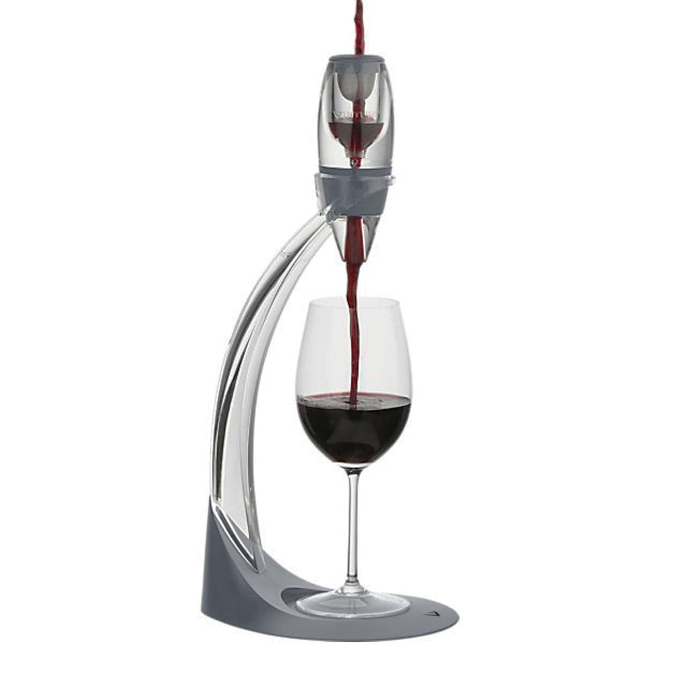 Vinturi Deluxe Essential Pourer and Decanter Tower Stand Easily and Conveniently Aerates by the Bottle or Glass and Enhances Flavors with Smoother Finish Gray Red Wine Set