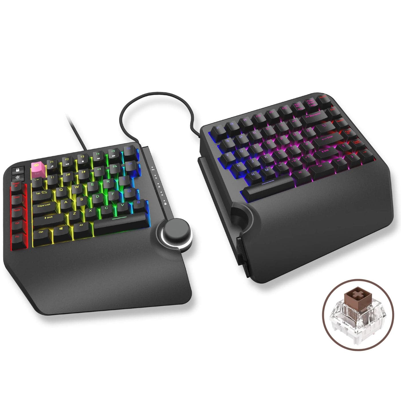Cloud Nine ErgoTKL Ergonomic Tenkeyless Mechanical Keyboard for PC – Kailh Brown – TKL RGB Backlit Ergo Split Key Board