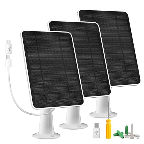 Solar Panel Charger Compatible with Arlo Essential 2K Outdoor2nd GenEssential XL Camera2nd GenEssential Spotlight 5W Solar Panel with IP65 Waterproof 10ft Micro USBC Cable Wall Mount 3 Pack