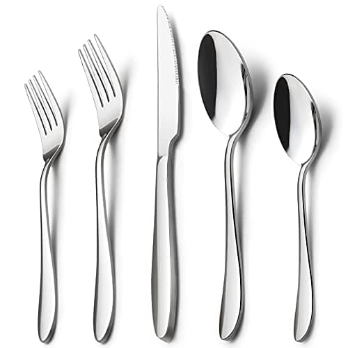 HaWare Silverware Set, 10-Piece Flatware Set, Stainless Steel Cutlery Set for Couples/Singles/Students, Service for 2, Mirror Polished, Dishwasher Safe