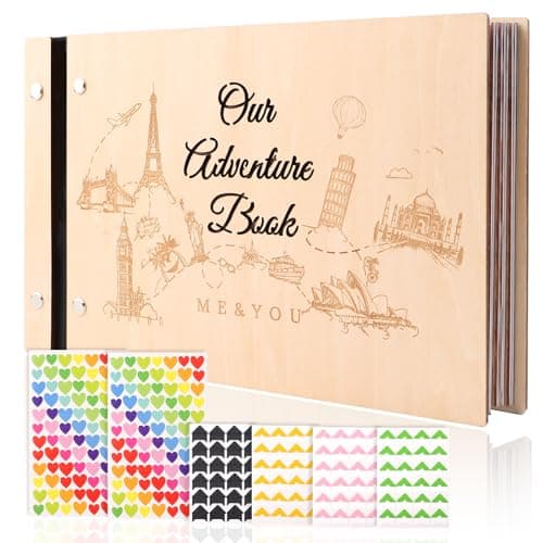 Our Adventure Book Scrapbook Photo Album for Couples – Travel Journal, Memory Book for Anniversary, Wedding, Birthday, or Valentine’s Gifts – Scrapbooking Kit with Pen & Stickers