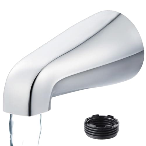 Dreyoo Universal Bath Tub Spout with Adapter, 5" Bathroom Bathtub Faucet Spout Without Diverter, Fits for 1/2'', 3/4'' IPS Inside Thread Connection and Tub/Shower Faucet Brands(Chrome)