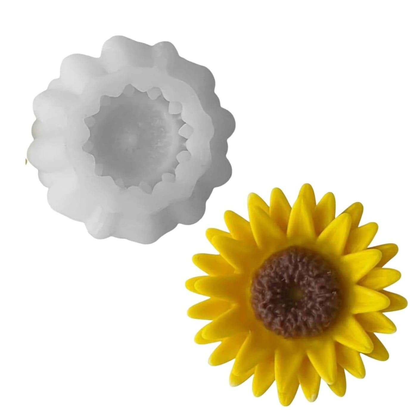 SOFTCREATO 3D Sunflower Candle Silicone Mold Daisy Chrysanthemum Flower Molds for Candle Making I for Handmade Flower Bouquet Soap Aromatherapy Fondant Resin Art and Craft Chocolate Cake Polymer Clay Candle Topper Mould A Pack of 1