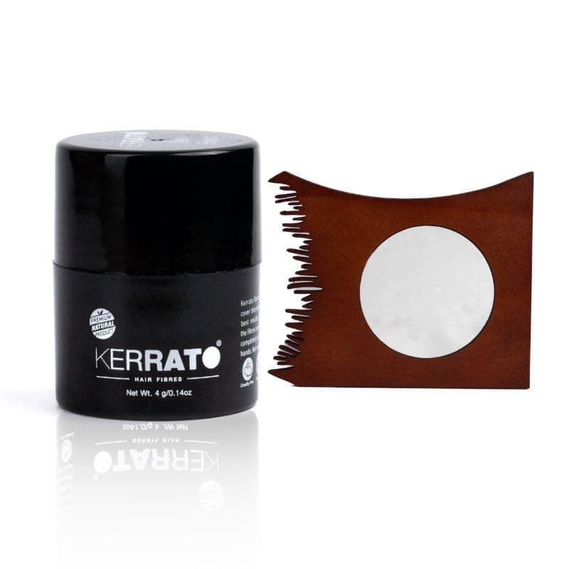 Kerrato Hair Fibres 4gm JET BLACK and Kerrato Hair Fibre Comb Thinning Hairline Optimizer