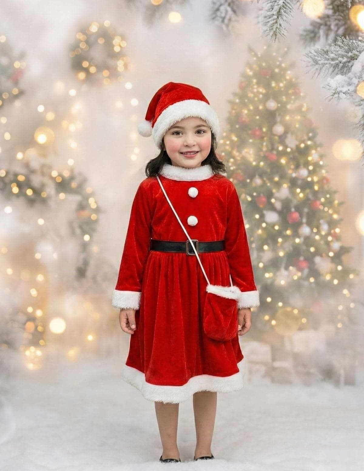 BookMyCostume Velvet Christmas Dress for Girls Santa Frock Fancy Dress Costume | Santa Claus Dress for Baby Girl Costume - Premium 1-2 Years, Red