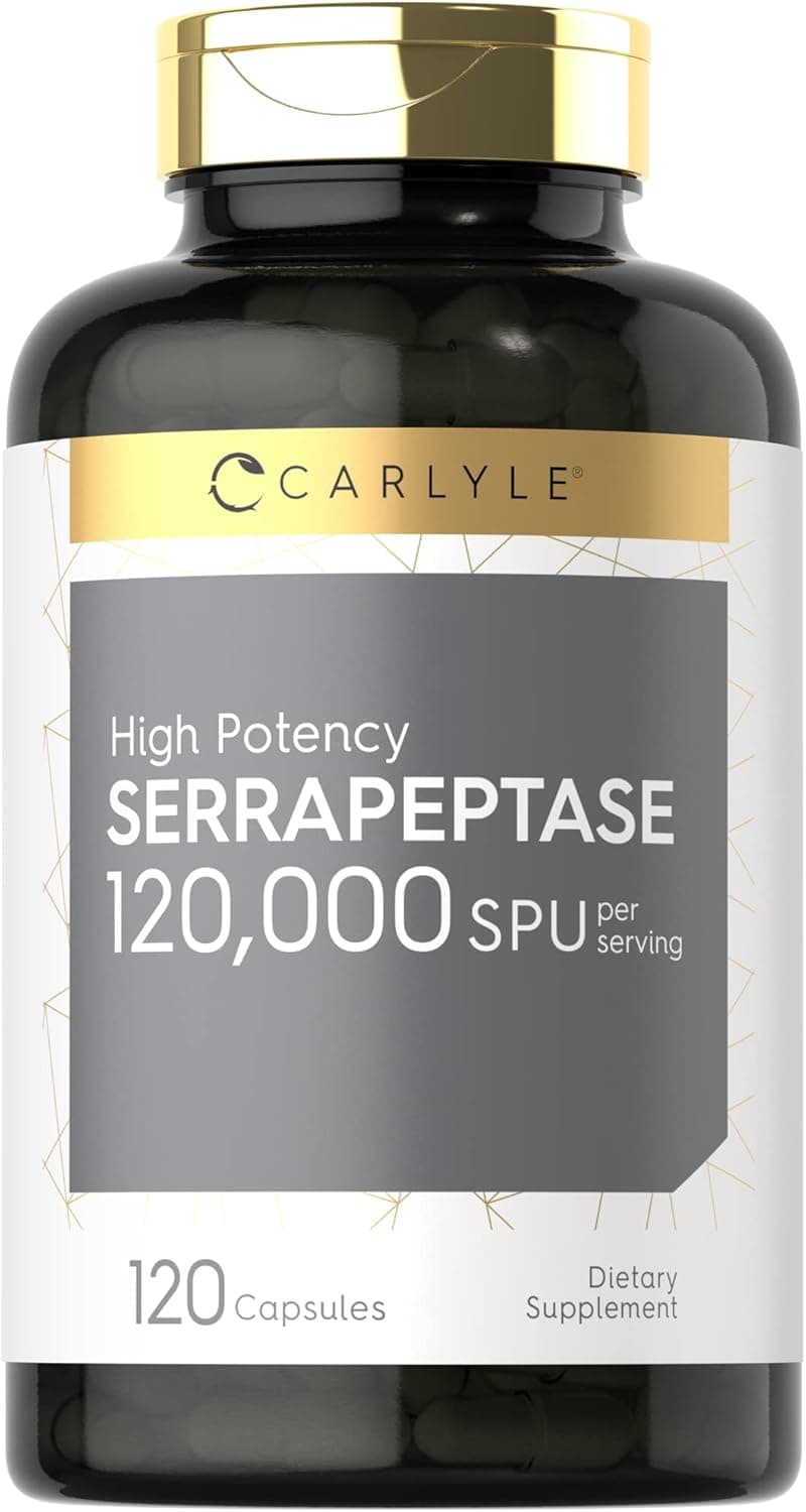 Carlyle Serrapeptase 120000 SPU 120 Capsules Supports Sinus Health Gluten Free Enzyme Supplement