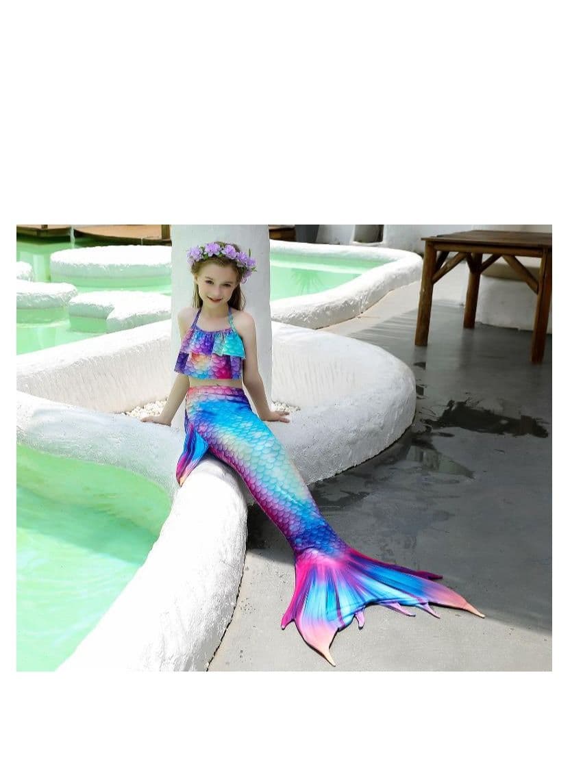 3-Piece Mermaid Bathing Swimsuit Set 110cm
