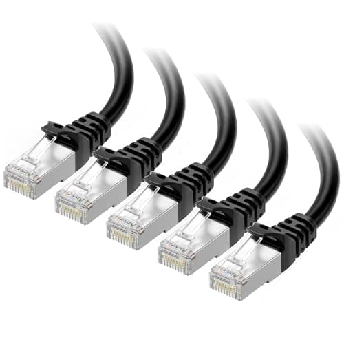 Cable Matters 10Gbps 5-Pack Snagless Shielded Cat 6A Ethernet Cable - 7ft, Cat 6A Cable, Cat6A Cord, Ethernet Cord, Black