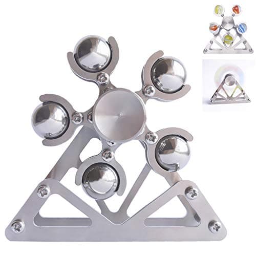 DMaos Ferris Wheel Fidget Spinner Kinetic Desk Toys Spin with Stand Metal Stainless Steel Smooth Bearing Colorful Marble EDC Gift Figit Toy 10 Balls