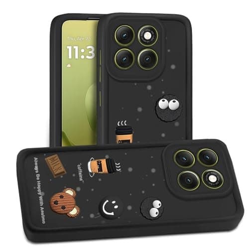 AESTMO Back Case Cover for Motorola Moto G86 5G Cover | Cute Fun Cartoon 3D Ball | Coffee Silicone Case | Full Body Protection | Camera Protection Back Cover for Motorola Moto G86 5G (Black)