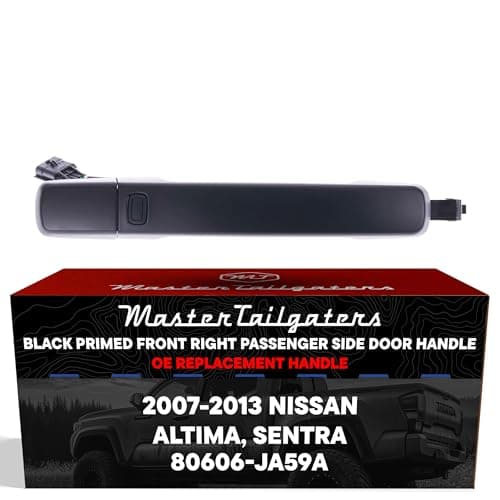 Exterior Door Handle Black Primed Replacement for Nissan Altima Coupe 08-13, Altima Sedan 07-12, Altima Hybrid 07-11, Sentra 07-12 OE Part # 80606-JA59A | Front Right Passenger Side w/o Keyhole Cover