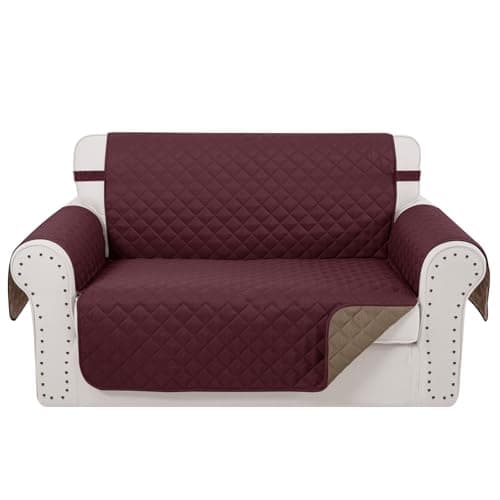 Luxshare Home Reversible Loveseat Sofa Covers Couch Cover Furniture Protector(Loveseat,Burgundy/Camel)
