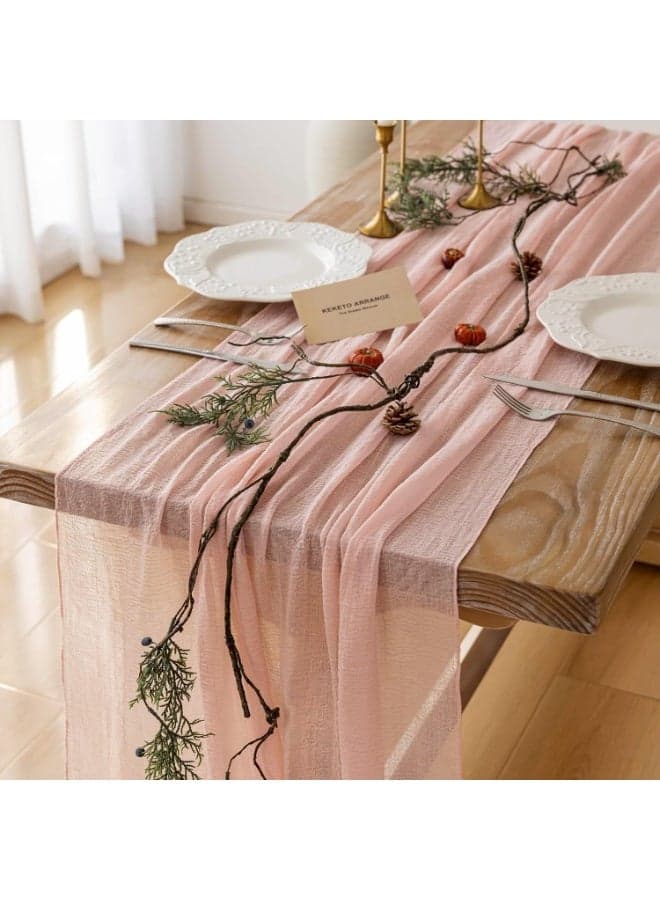 Blush Pink Cheese Cloth Table Runner Rustic Gauze Cheese Cloth Table Runner for Wedding Baby Shower Bridal Shower Party Long Transparent Bohemian Centerpiece Home Decor 120 Inch 10 Feet