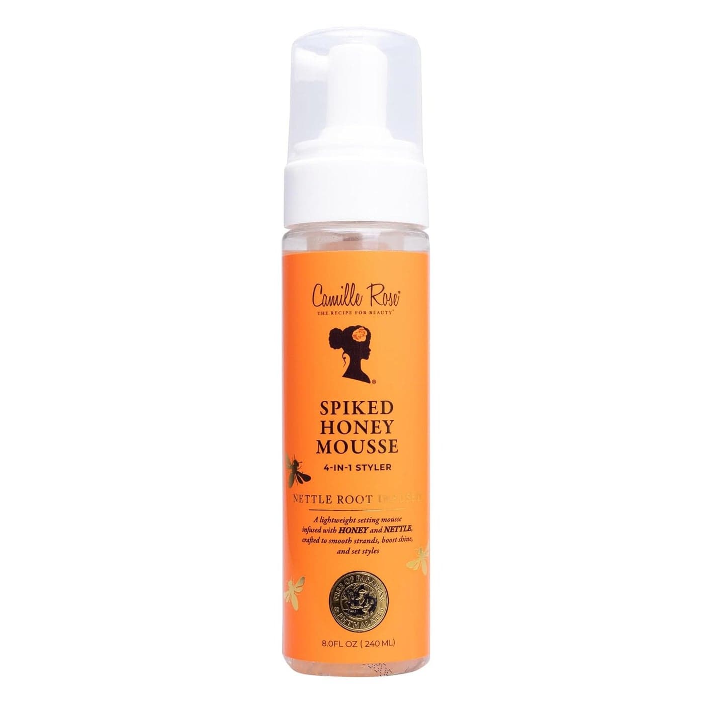 Camille Rose Spiked Honey Mousse – 4-in-1 Hair Styling Mousse with Rice Water for Softness, Strength, Shine, Frizz-Control, 8 Fl Oz