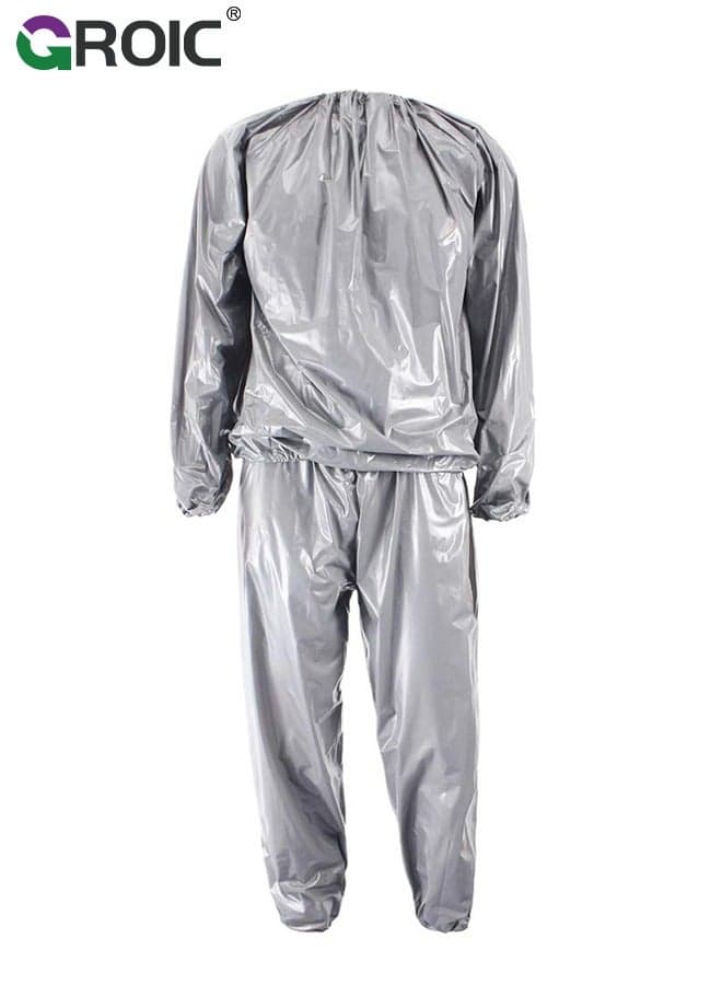 Sauna Sweat Suit, Heavy Duty Sauna Suit For Women Men, Exercise Weight Loss Gym Fitness Workout, Reflective Trim Sweat Sauna Suit Weight Loss Long-Sleeved Trousers Suit, XL