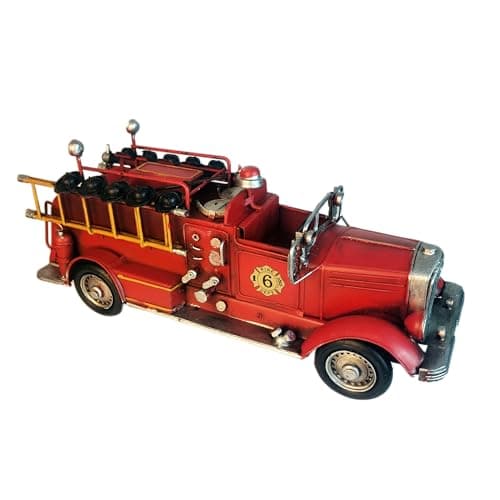 PARSAHO Fire Truck American Antique Decorative Firetruck Model Statue Figurine Retro Style Handcraft Gifts Collectibles…